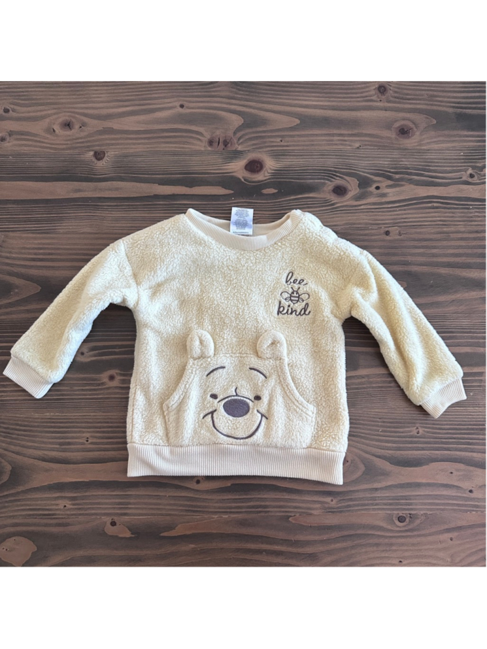 Disney Winnie the Pooh Baby 18M Yellow Fleece Sweatshirt Bee Kind Pullover